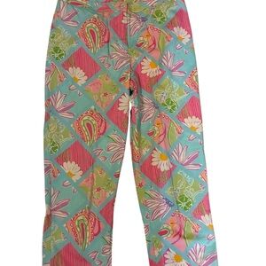 Lilly Pulitzer Vintage Aqua Floral Patchwork Pants